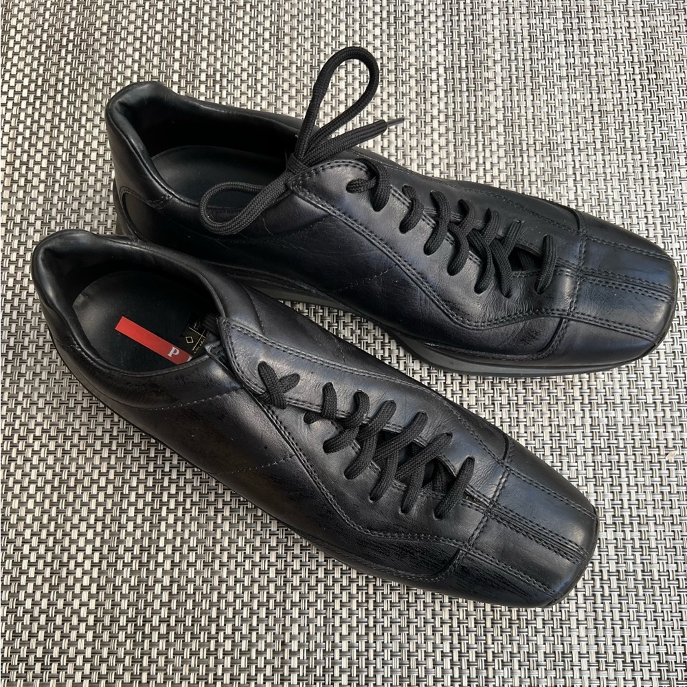 New Men’s “PRADA” Black Leather Lace/Up Shoes - Picture 3 of 8
